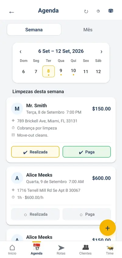 Agenda da semana, com o que foi realizado e o que foi pago
